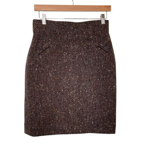 Fendi Roma Fendi 365 Vintage Wool Brown Tweed Midi Skirt Size 42 Medium - Picture 1 of 12
